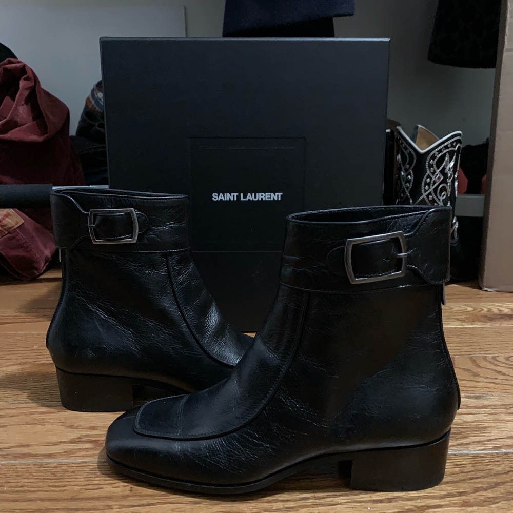 Saint Laurent miles washed leather boots